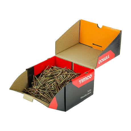 This is an image showing TIMCO Solo Chipboard & Woodscrews - Industry Pack - PZ - Double Countersunk - Yellow - 5.0 x 80 - 1000 Pieces Box available from T.H Wiggans Ironmongery in Kendal, quick delivery at discounted prices.