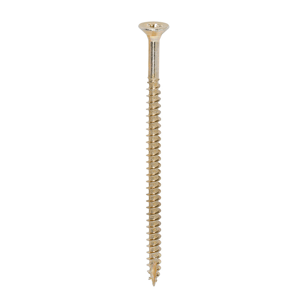 This is an image showing TIMCO Classic Multi-Purpose Screws - PZ - Double Countersunk - Yellow - 5.0 x 90 - 100 Pieces Box available from T.H Wiggans Ironmongery in Kendal, quick delivery at discounted prices.