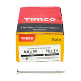 This is an image showing TIMCO Solo Chipboard & Woodscrews - PZ - Double Countersunk - Zinc - 5.0 x 90 - 100 Pieces Box available from T.H Wiggans Ironmongery in Kendal, quick delivery at discounted prices.