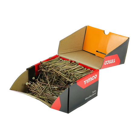 This is an image showing TIMCO Solo Chipboard & Woodscrews - Industry Pack - PZ - Double Countersunk - Yellow - 5.0 x 100 - 1000 Pieces Box available from T.H Wiggans Ironmongery in Kendal, quick delivery at discounted prices.