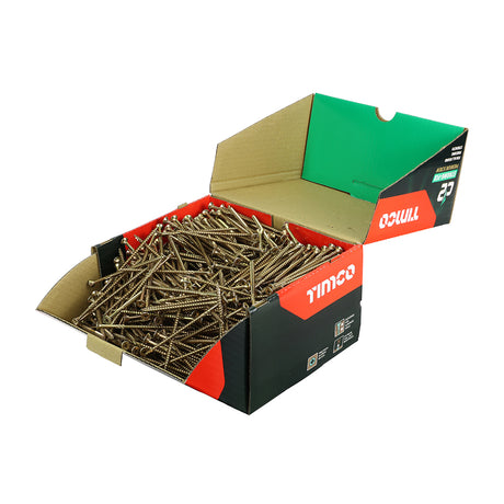 This is an image showing TIMCO C2 Strong-Fix - PZ - Double Countersunk - Twin-Cut - Yellow - 5.0 x 100 - 1000 Pieces Box available from T.H Wiggans Ironmongery in Kendal, quick delivery at discounted prices.