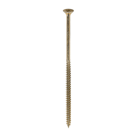 This is an image showing TIMCO Classic Multi-Purpose Screws - PZ - Double Countersunk - Yellow - 5.0 x 120 - 100 Pieces Box available from T.H Wiggans Ironmongery in Kendal, quick delivery at discounted prices.