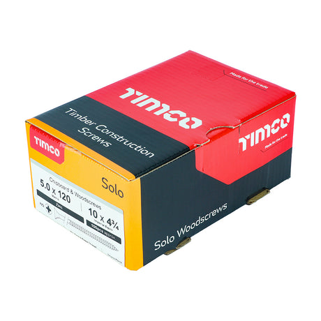 This is an image showing TIMCO Solo Chipboard & Woodscrews - PZ - Double Countersunk - Zinc - 5.0 x 120 - 100 Pieces Box available from T.H Wiggans Ironmongery in Kendal, quick delivery at discounted prices.