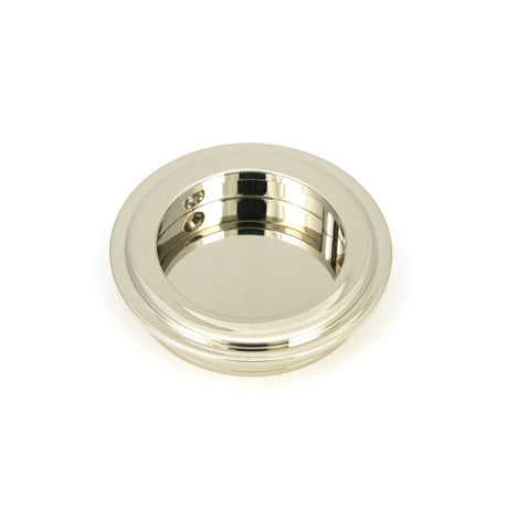 This is an image of From The Anvil - Polished Nickel 60mm Art Deco Round Pull available to order from T.H Wiggans Architectural Ironmongery in Kendal, quick delivery and discounted prices.