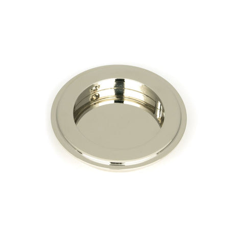 This is an image of From The Anvil - Polished Nickel 75mm Art Deco Round Pull available to order from T.H Wiggans Architectural Ironmongery in Kendal, quick delivery and discounted prices.