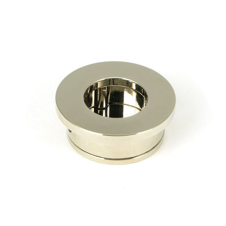 This is an image of From The Anvil - Polished Nickel 34mm Round Finger Edge Pull available to order from T.H Wiggans Architectural Ironmongery in Kendal, quick delivery and discounted prices.
