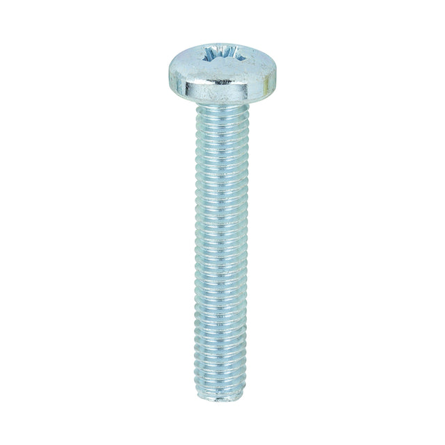 This is an image showing TIMCO Metric Threaded Machine Screws - PZ - Pan Head - Zinc - M5 x 30 - 100 Pieces Box available from T.H Wiggans Ironmongery in Kendal, quick delivery at discounted prices.