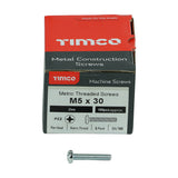 This is an image showing TIMCO Metric Threaded Machine Screws - PZ - Pan Head - Zinc - M5 x 30 - 100 Pieces Box available from T.H Wiggans Ironmongery in Kendal, quick delivery at discounted prices.