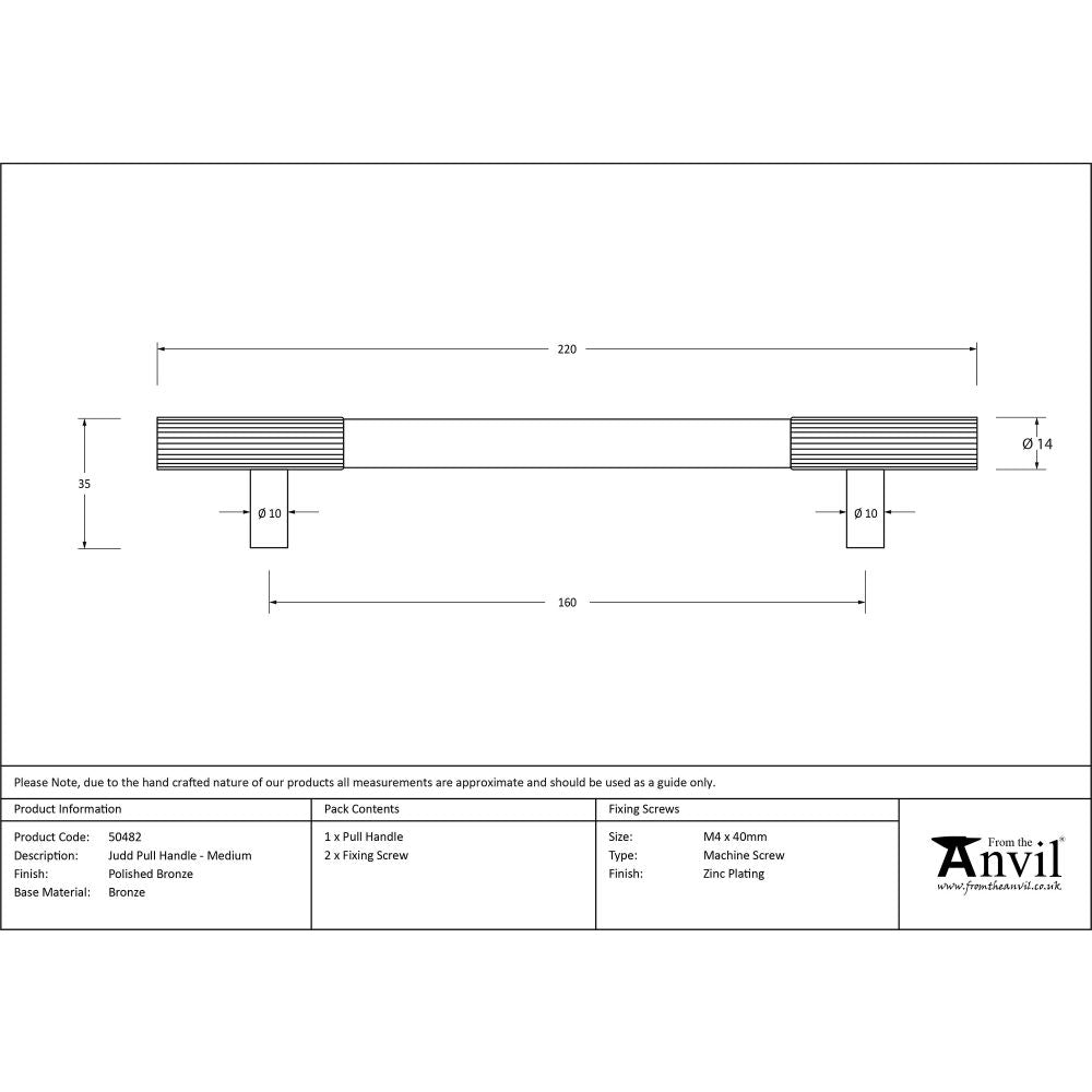 This is an image showing From The Anvil - Polished Bronze Judd Pull Handle - Medium available from trade door handles, quick delivery and discounted prices
