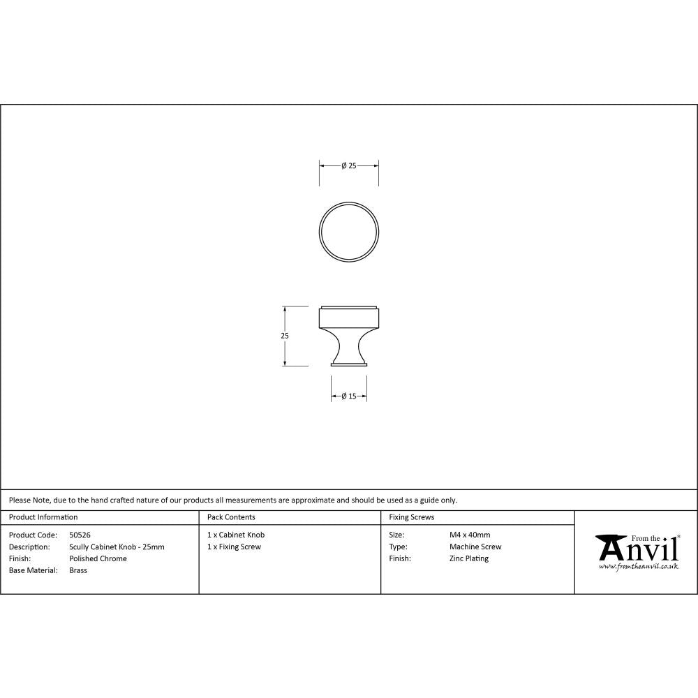 This is an image showing From The Anvil - Polished Chrome Scully Cabinet Knob - 25mm available from trade door handles, quick delivery and discounted prices