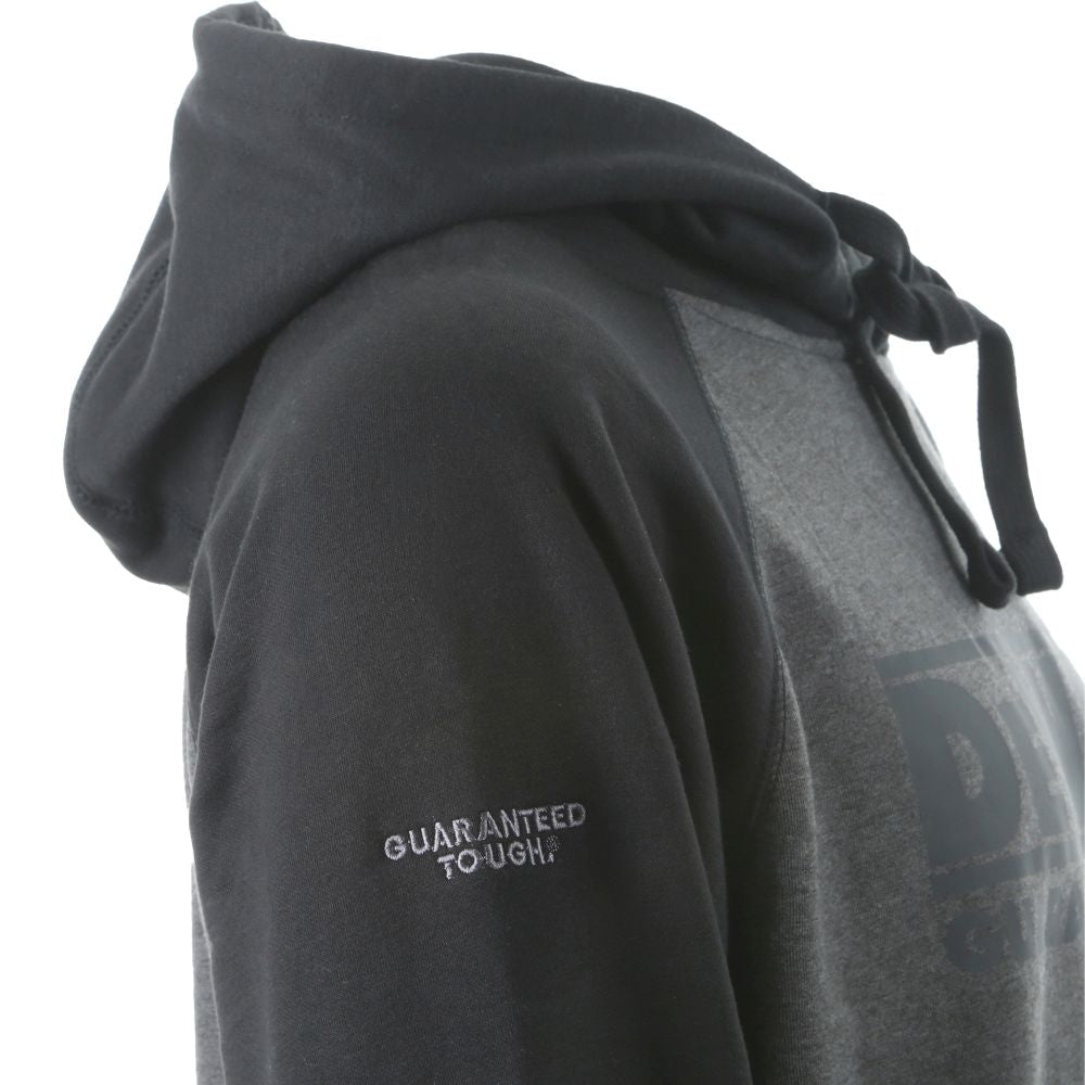 This is an image of DeWalt - Grey Marl/Black Hooded Sweatshirt Stratford L available to order from T.H Wiggans Architectural Ironmongery in Kendal, quick delivery and discounted prices.