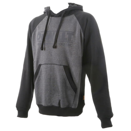 This is an image of DeWalt - Grey Marl/Black Hooded Sweatshirt Stratford L available to order from T.H Wiggans Architectural Ironmongery in Kendal, quick delivery and discounted prices.