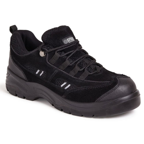 This is an image of Apache - Black Suede Safety Trainer AP302SM 10 available to order from T.H Wiggans Architectural Ironmongery in Kendal, quick delivery and discounted prices.