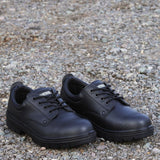 This is an image of Apache - Black 4 Eye Safety Shoe AP306 8 available to order from T.H Wiggans Architectural Ironmongery in Kendal, quick delivery and discounted prices.
