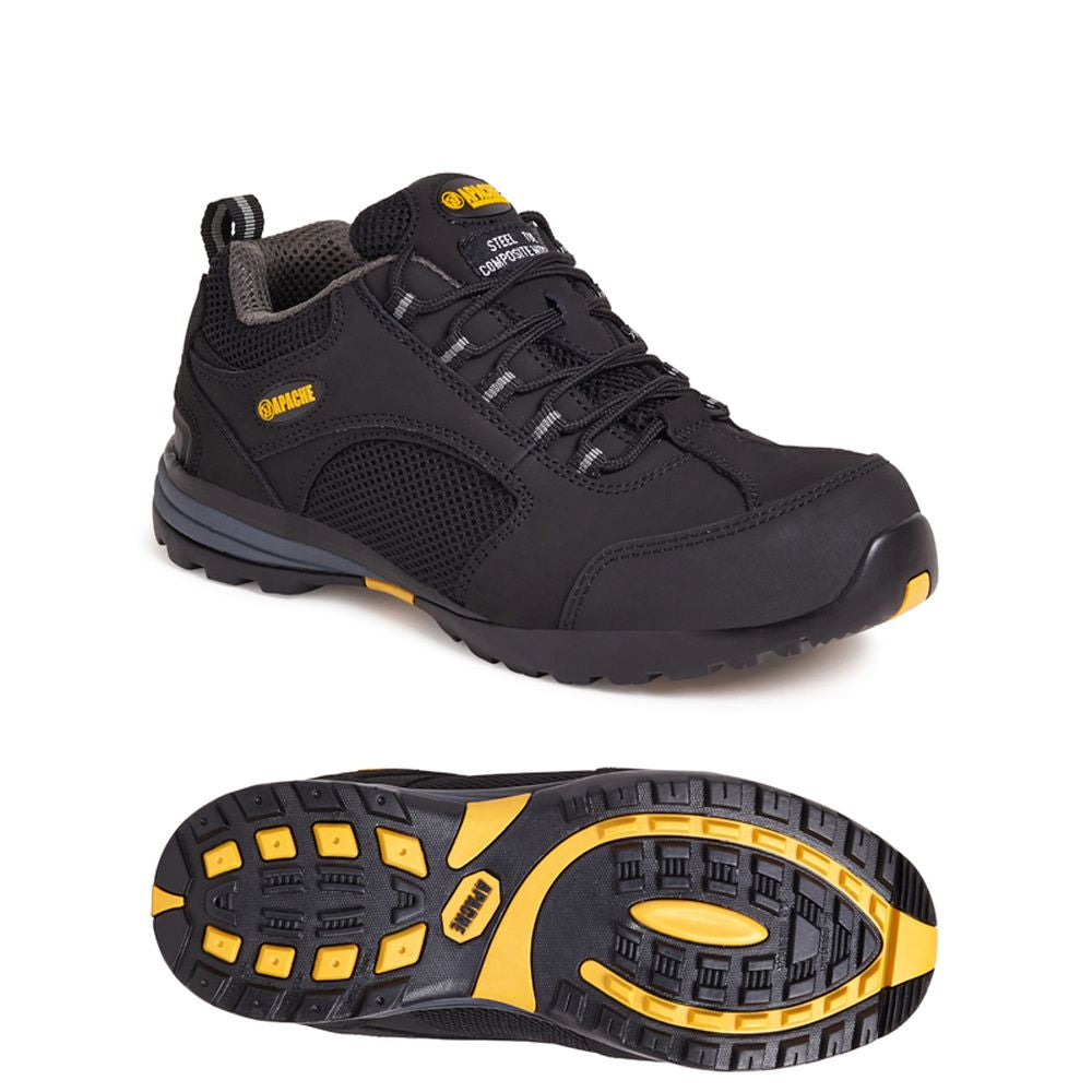 This is an image of Apache - Black Safety Trainer AP318SM 7 available to order from T.H Wiggans Architectural Ironmongery in Kendal, quick delivery and discounted prices.