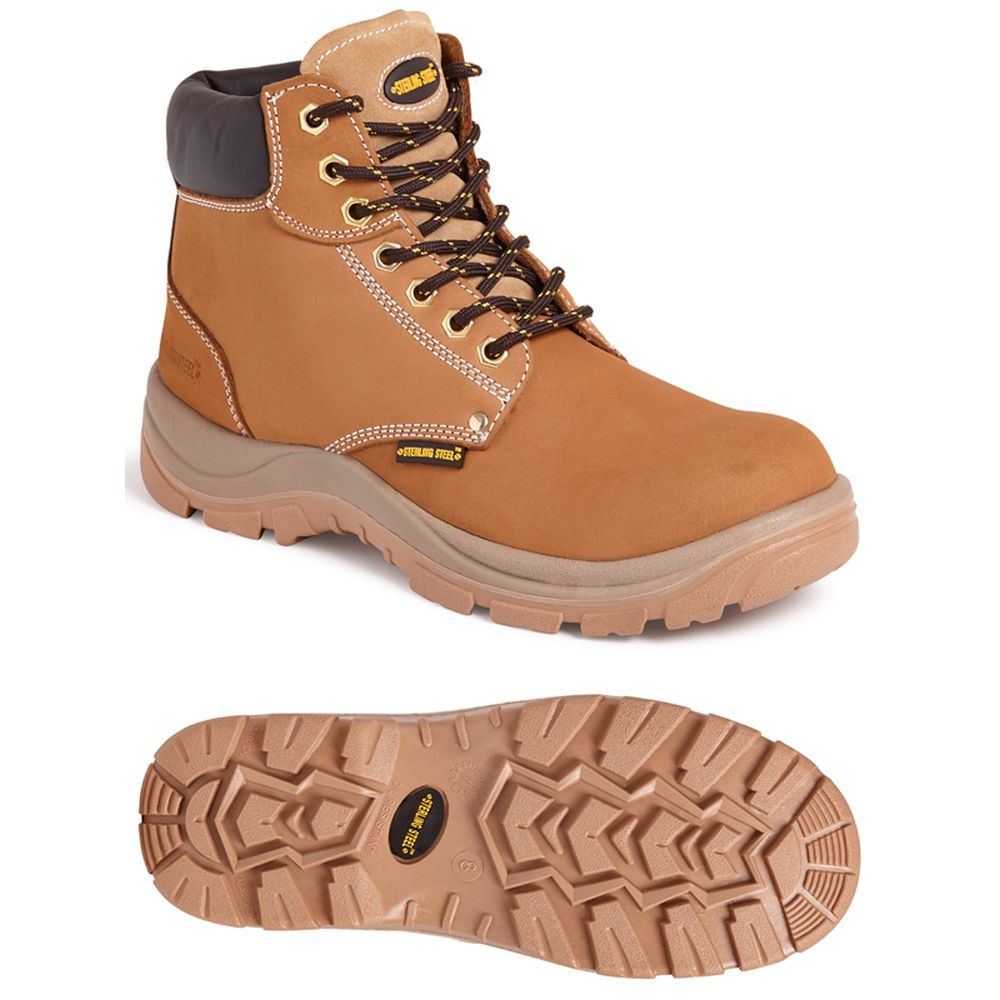 This is an image of Sterling Steel - Wheat 6 Eye Hiker Boot SS819CM 9 available to order from T.H Wiggans Architectural Ironmongery in Kendal, quick delivery and discounted prices.
