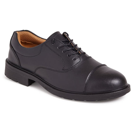 This is an image of City Knights - Black Oxford Safety Shoe SS501CM 12 available to order from T.H Wiggans Architectural Ironmongery in Kendal, quick delivery and discounted prices.