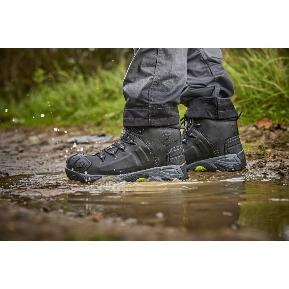 This is an image of Apache - Black Non-Metallic Waterproof Safety Boot Mercury 11 available to order from T.H Wiggans Architectural Ironmongery in Kendal, quick delivery and discounted prices.