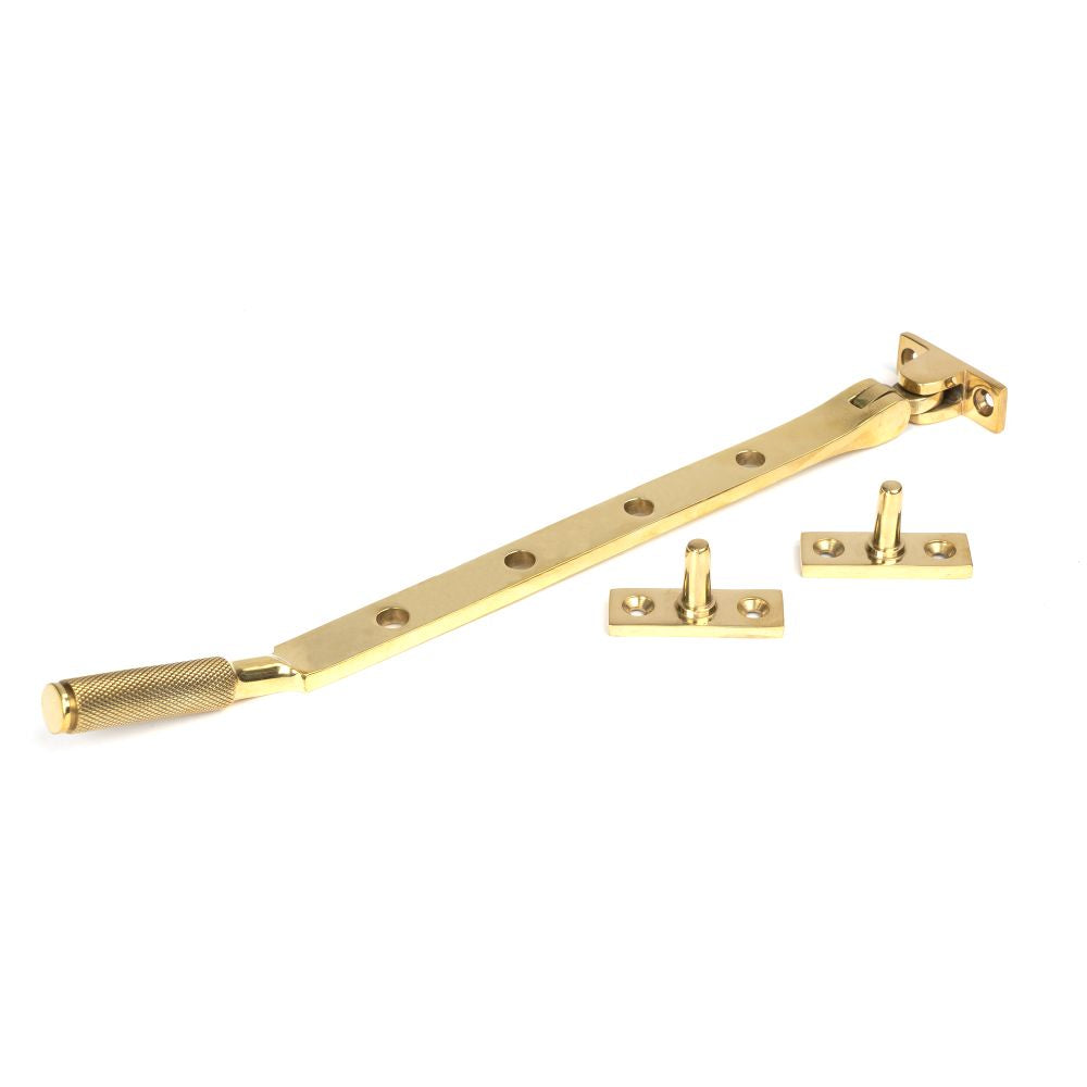 This is an image showing From The Anvil - Polished Brass 10" Brompton Stay available from T.H Wiggans Architectural Ironmongery in Kendal, quick delivery and discounted prices