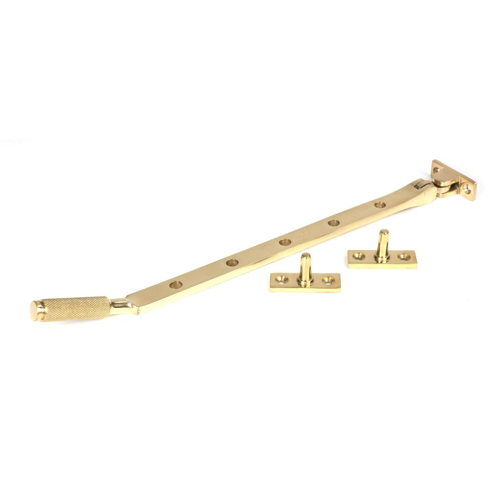 This is an image showing From The Anvil - Polished Brass 12" Brompton Stay available from T.H Wiggans Architectural Ironmongery in Kendal, quick delivery and discounted prices