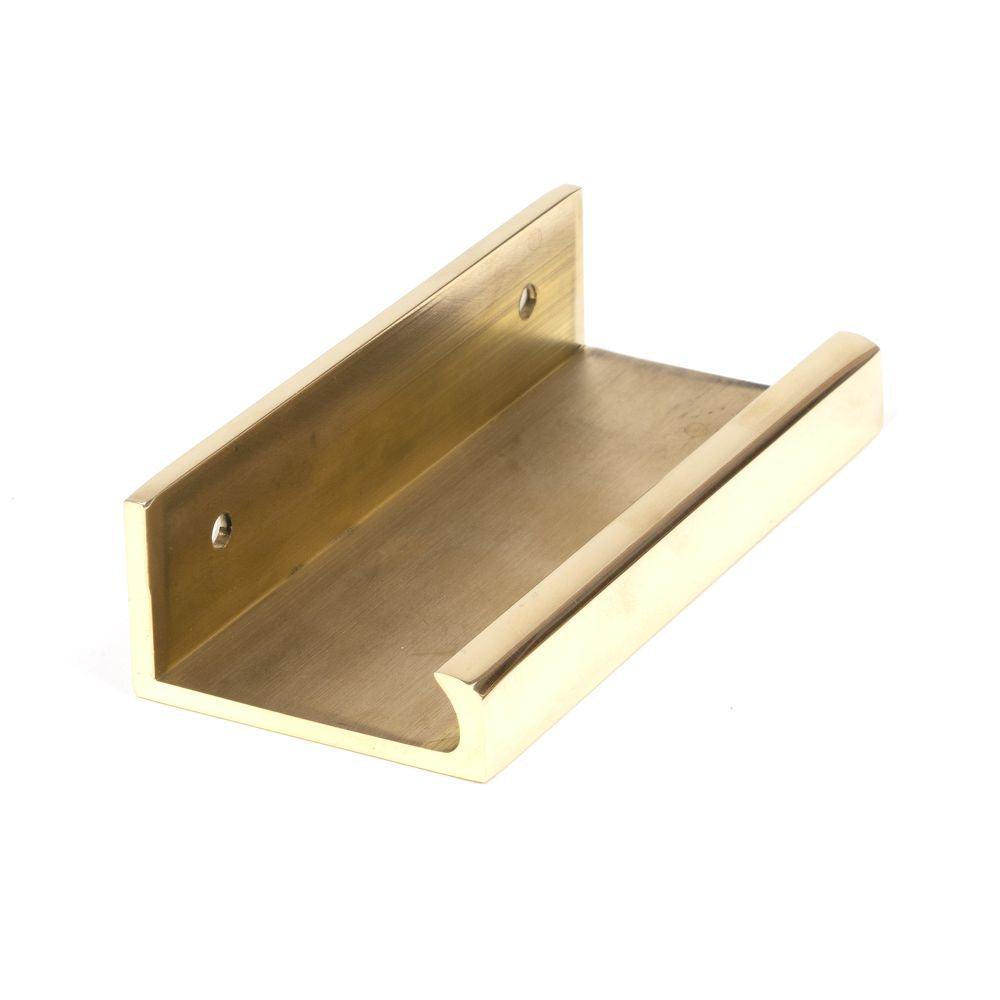 This is an image showing From The Anvil - Polished Brass 100mm Plain Edge Pull available from trade door handles, quick delivery and discounted prices