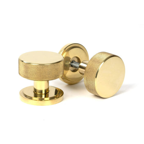 This is an image of From The Anvil - Polished Brass Brompton Mortice/Rim Knob Set Knob (Art Deco) available to order from T.H Wiggans Architectural Ironmongery in Kendal, quick delivery and discounted prices.