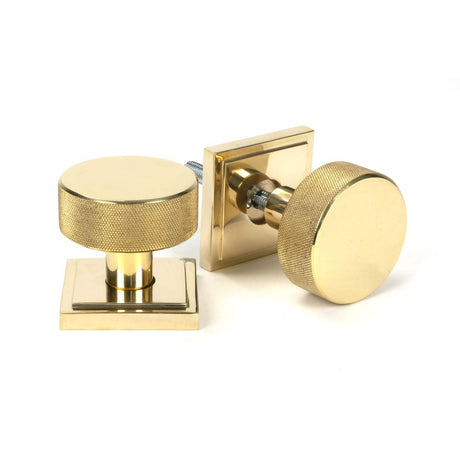 This is an image of From The Anvil - Polished Brass Brompton Mortice/Rim Knob Set Knob (Square) available to order from T.H Wiggans Architectural Ironmongery in Kendal, quick delivery and discounted prices.