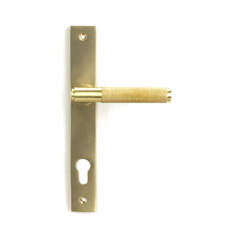 This is an image of From The Anvil - Satin Brass Brompton Slimline Lever Espag. Lock Set available to order from T.H Wiggans Architectural Ironmongery in Kendal, quick delivery and discounted prices.