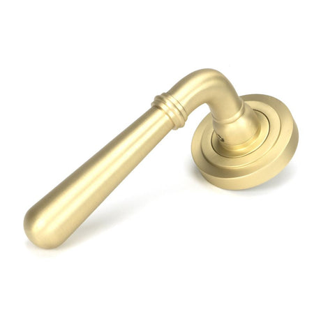 This is an image of From The Anvil - Satin Brass Newbury Lever on Rose Set (Art Deco) available to order from T.H Wiggans Architectural Ironmongery in Kendal, quick delivery and discounted prices.