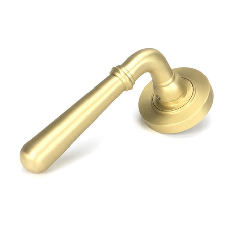 This is an image of From The Anvil - Satin Brass Newbury Lever on Rose Set (Plain) - Unsprung available to order from T.H Wiggans Architectural Ironmongery in Kendal, quick delivery and discounted prices.