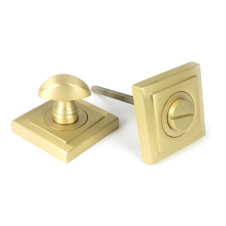 This is an image of From The Anvil - Satin Brass Round Thumbturn Set (Square) available to order from T.H Wiggans Architectural Ironmongery in Kendal, quick delivery and discounted prices.
