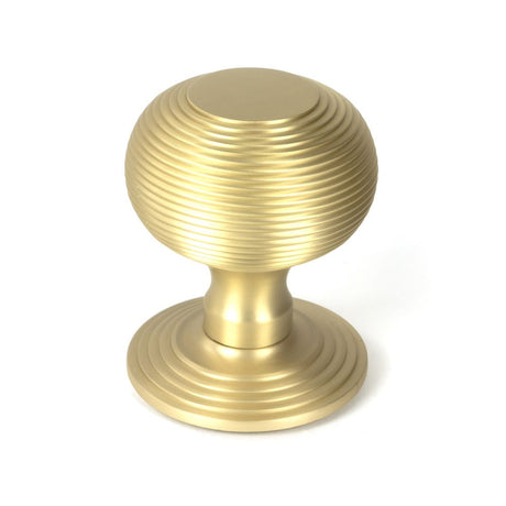 This is an image of From The Anvil - Satin Brass Beehive Centre Door Knob available to order from T.H Wiggans Architectural Ironmongery in Kendal, quick delivery and discounted prices.