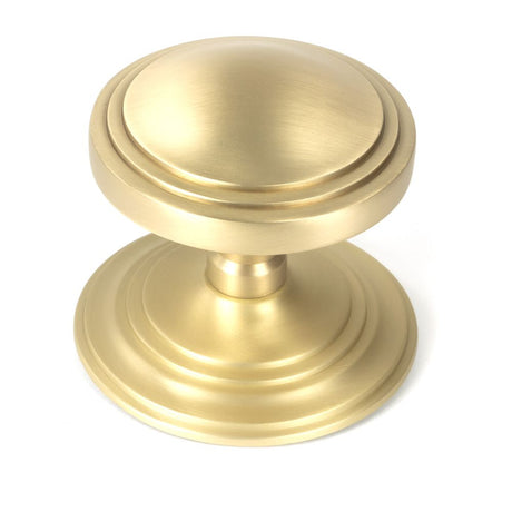 This is an image of From The Anvil - Satin Brass Art Deco Centre Door Knob available to order from T.H Wiggans Architectural Ironmongery in Kendal, quick delivery and discounted prices.