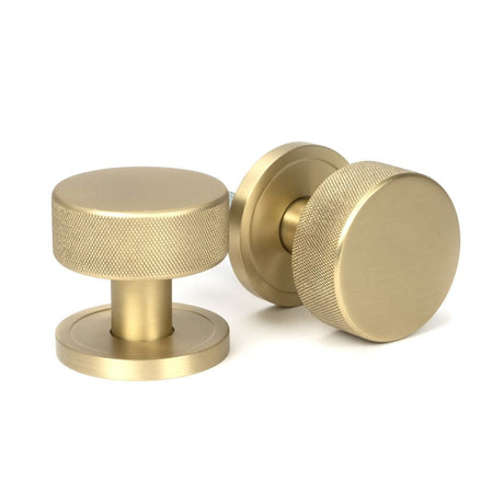 This is an image of From The Anvil - Satin Brass Brompton Mortice/Rim Knob Set (Plain) available to order from T.H Wiggans Architectural Ironmongery in Kendal, quick delivery and discounted prices.