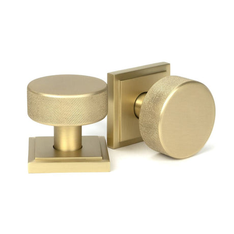 This is an image of From The Anvil - Satin Brass Brompton Mortice/Rim Knob Set (Square) available to order from T.H Wiggans Architectural Ironmongery in Kendal, quick delivery and discounted prices.