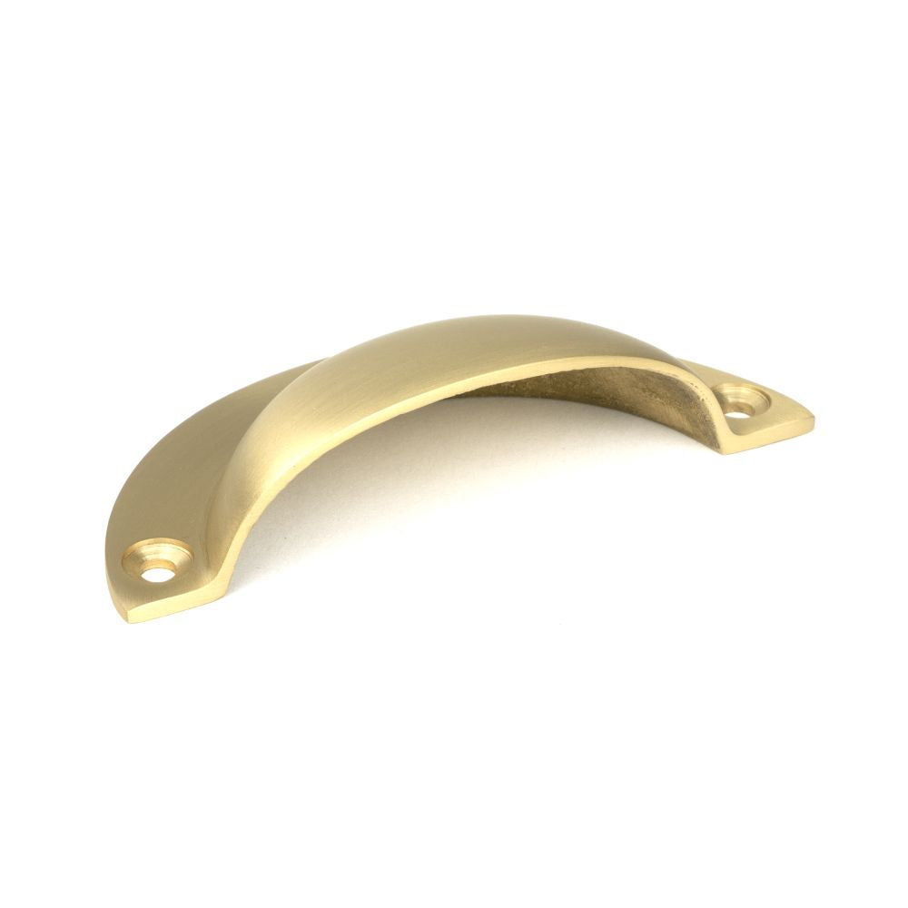 This is an image showing From The Anvil - Satin Brass 4" Plain Drawer Pull available from trade door handles, quick delivery and discounted prices