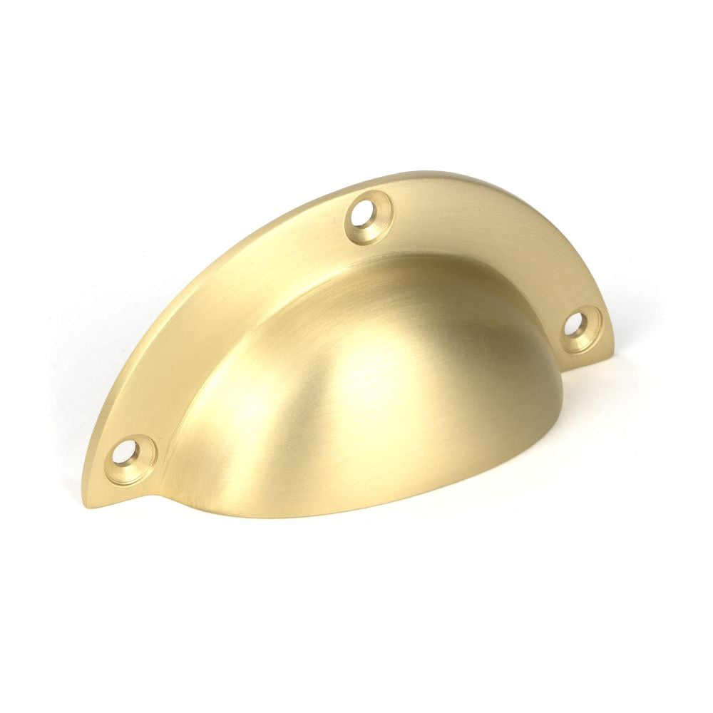 This is an image showing From The Anvil - Satin Brass 4" Plain Drawer Pull available from T.H Wiggans Architectural Ironmongery in Kendal, quick delivery and discounted prices
