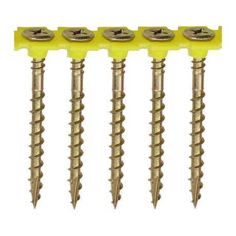 This is an image showing TIMCO Solo Collated Chipboard & Woodscrews - PH - Double Countersunk - Yellow - 4.2 x 50 - 1000 Pieces Box available from T.H Wiggans Ironmongery in Kendal, quick delivery at discounted prices.