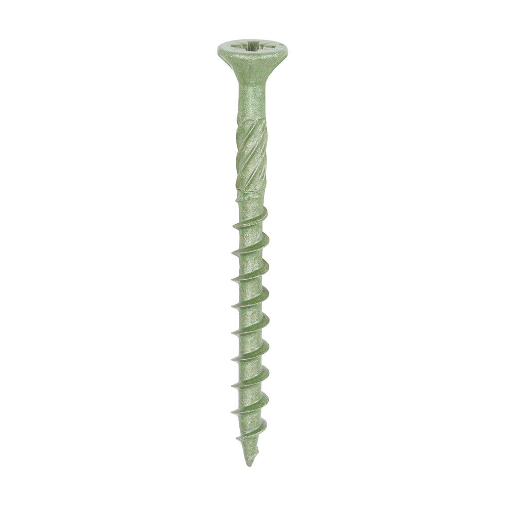 This is an image showing TIMCO Decking Screws - PZ - Double Countersunk - Exterior - Green - 4.5 x 50 - 2000 Pieces Tub available from T.H Wiggans Ironmongery in Kendal, quick delivery at discounted prices.