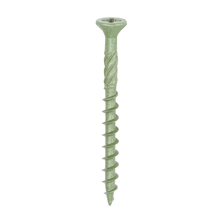 This is an image showing TIMCO Decking Screws - PZ - Double Countersunk - Exterior - Green - 4.5 x 50 - 2000 Pieces Tub available from T.H Wiggans Ironmongery in Kendal, quick delivery at discounted prices.