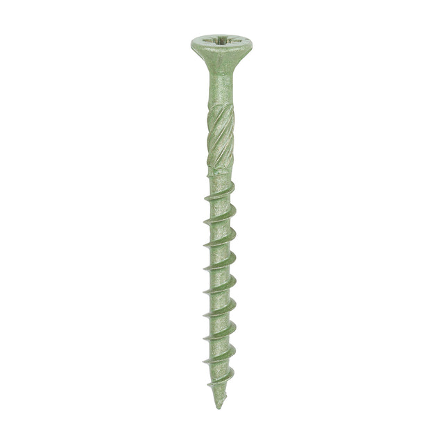 This is an image showing TIMCO Decking Screws - PZ - Double Countersunk - Exterior - Green - 4.5 x 50 - 2000 Pieces Tub available from T.H Wiggans Ironmongery in Kendal, quick delivery at discounted prices.