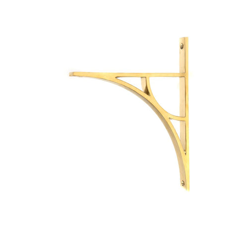 This is an image showing From The Anvil - Polished Brass Tyne Shelf Bracket (260mm x 200mm) available from T.H Wiggans Architectural Ironmongery in Kendal, quick delivery and discounted prices