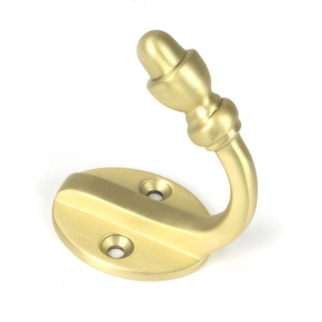 This is an image showing From The Anvil - Satin Brass Coat Hook available from T.H Wiggans Architectural Ironmongery in Kendal, quick delivery and discounted prices