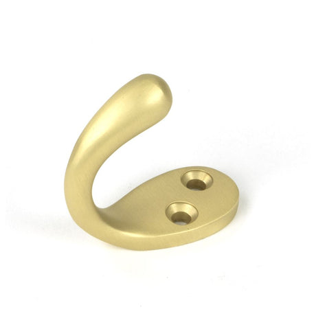 This is an image showing From The Anvil - Satin Brass Celtic Single Robe Hook available from T.H Wiggans Architectural Ironmongery in Kendal, quick delivery and discounted prices