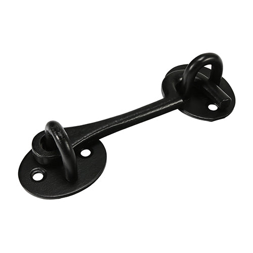 This is an image showing TIMCO Cabin Hooks - Black - 4" - 1 Each Plain Bag available from T.H Wiggans Ironmongery in Kendal, quick delivery at discounted prices.