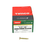 This is an image showing TIMCO Classic Multi-Purpose Screws - PZ - Double Countersunk - Yellow - 6.0 x 40 - 200 Pieces Box available from T.H Wiggans Ironmongery in Kendal, quick delivery at discounted prices.