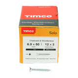 This is an image showing TIMCO Solo Chipboard & Woodscrews - PZ - Double Countersunk - Zinc - 6.0 x 50 - 200 Pieces Box available from T.H Wiggans Ironmongery in Kendal, quick delivery at discounted prices.