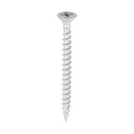 This is an image showing TIMCO C2 Exterior Strong-Fix - PZ - Double Countersunk with Ribs - Twin-Cut - Silver - 6.0 x 70 - 90 Pieces Tub available from T.H Wiggans Ironmongery in Kendal, quick delivery at discounted prices.
