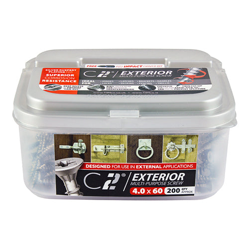 This is an image showing TIMCO C2 Exterior Strong-Fix - PZ - Double Countersunk with Ribs - Twin-Cut - Silver - 6.0 x 70 - 90 Pieces Tub available from T.H Wiggans Ironmongery in Kendal, quick delivery at discounted prices.