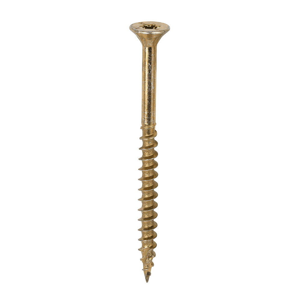 This is an image showing TIMCO C2 Clamp-Fix - TX - Double Countersunk with Ribs - Twin-Cut - Yellow - 6.0 x 80 - 200 Pieces Box available from T.H Wiggans Ironmongery in Kendal, quick delivery at discounted prices.